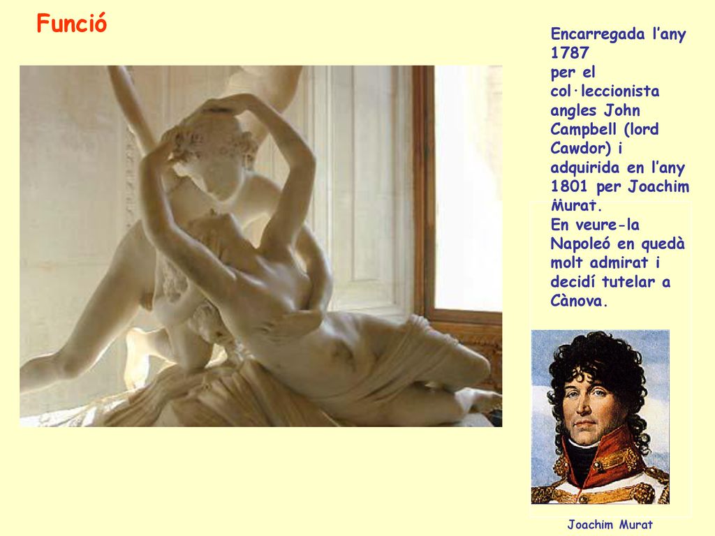 Funció Encarregada l’any 1787 per el col·leccionista angles John Campbell (lord Cawdor) i adquirida en l’any 1801 per Joachim Murat.