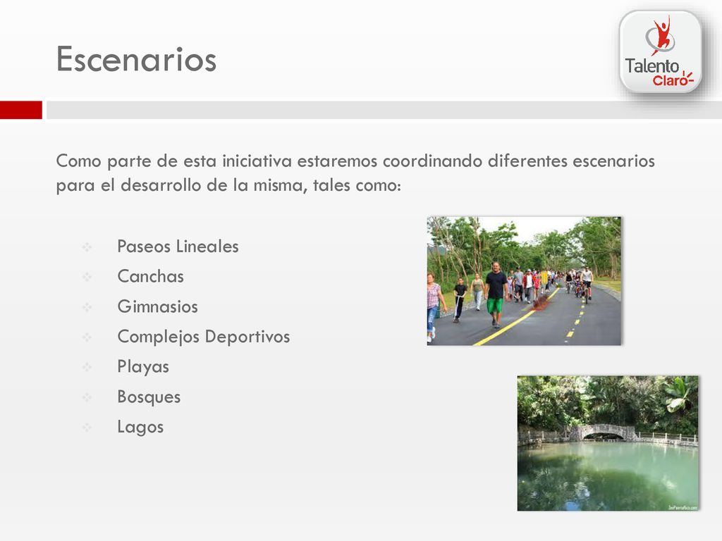 Escenarios Como parte de esta iniciativa estaremos coordinando diferentes escenarios para el desarrollo de la misma, tales como: