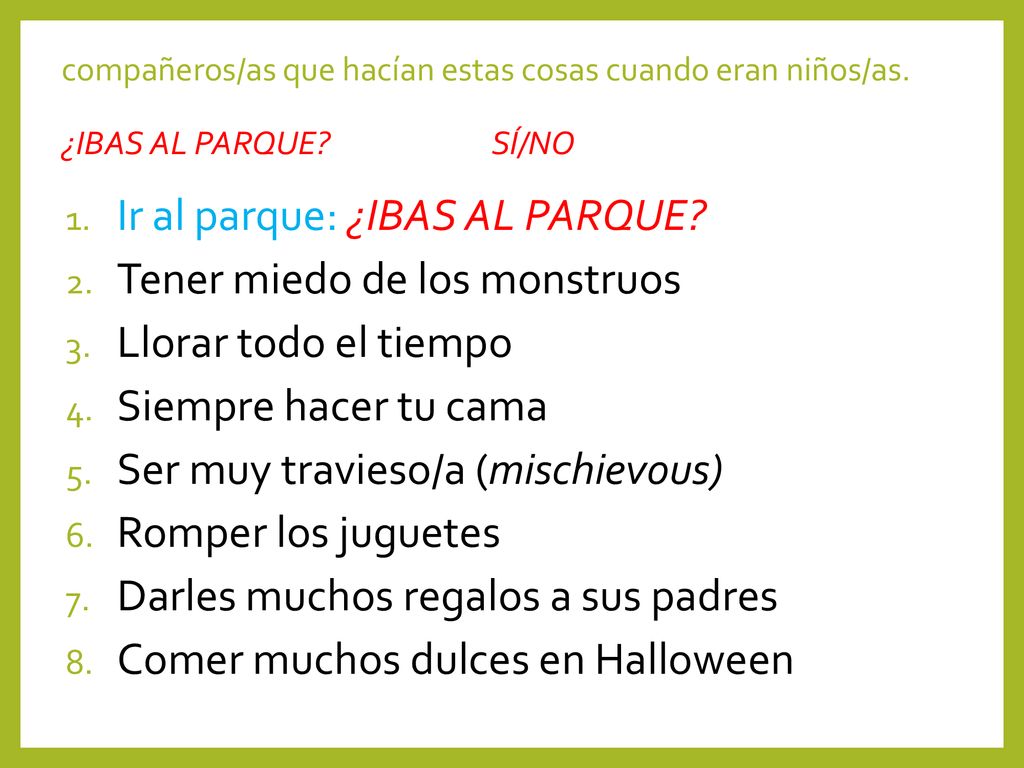 Ir al parque: ¿IBAS AL PARQUE Tener miedo de los monstruos