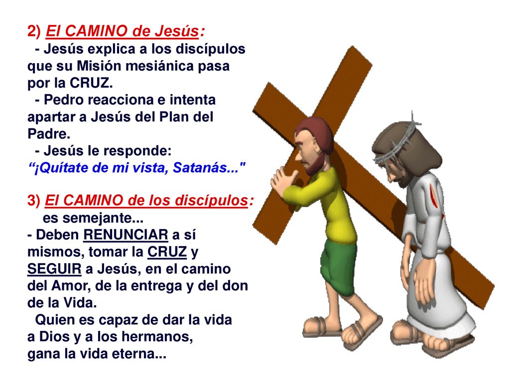 2) El CAMINO de Jesús: 3) El CAMINO de los discípulos:
