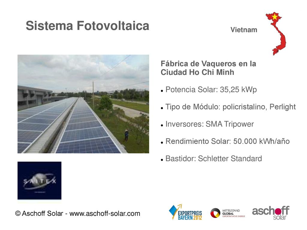 Sistema Fotovoltaica Fábrica de Vaqueros en la Ciudad Ho Chi Minh