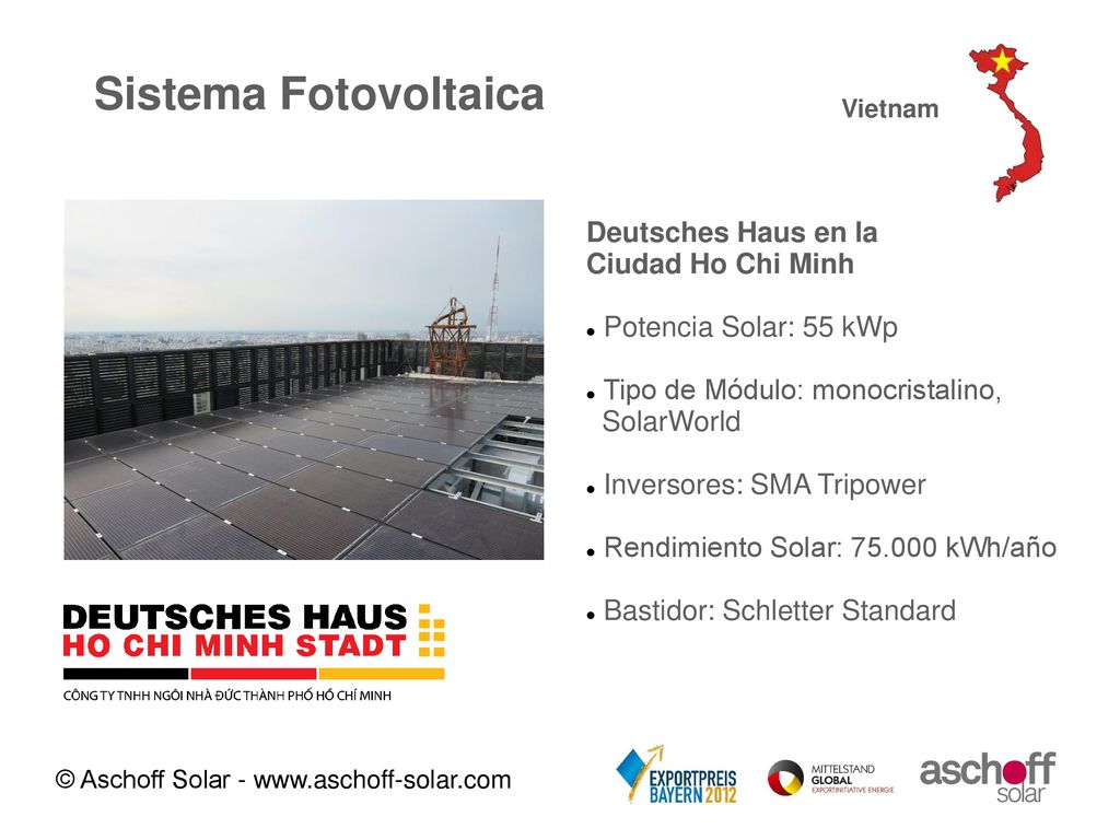 Sistema Fotovoltaica Deutsches Haus en la Ciudad Ho Chi Minh