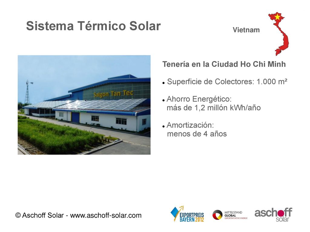 Sistema Térmico Solar Tenería en la Ciudad Ho Chi Minh