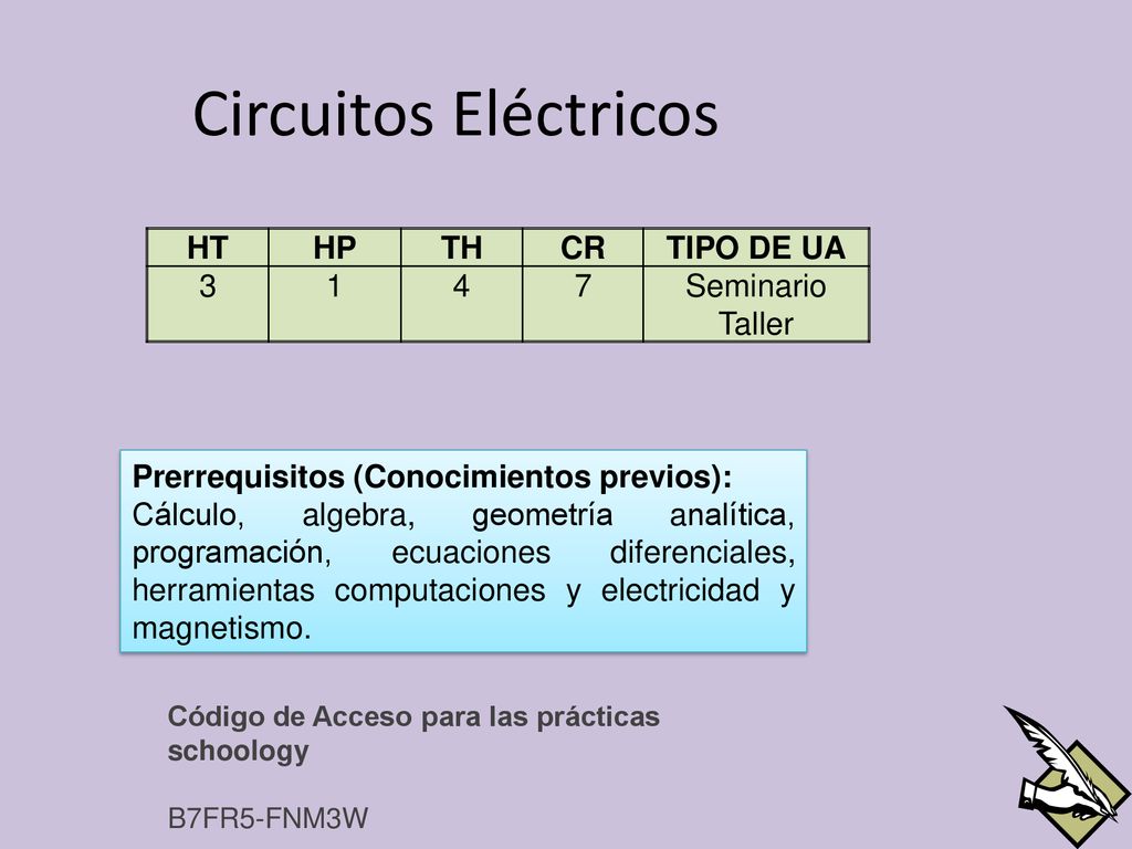 Circuitos Eléctricos HT HP TH CR TIPO DE UA Seminario Taller