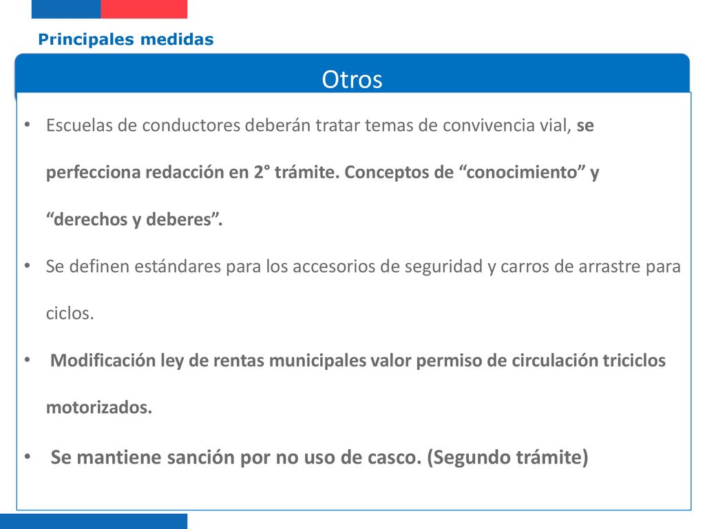 Otros Se mantiene sanción por no uso de casco. (Segundo trámite)