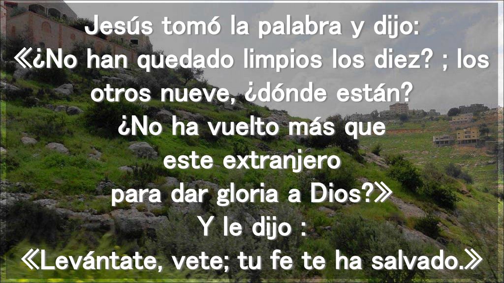 Jesús tomó la palabra y dijo: «¿No han quedado limpios los diez