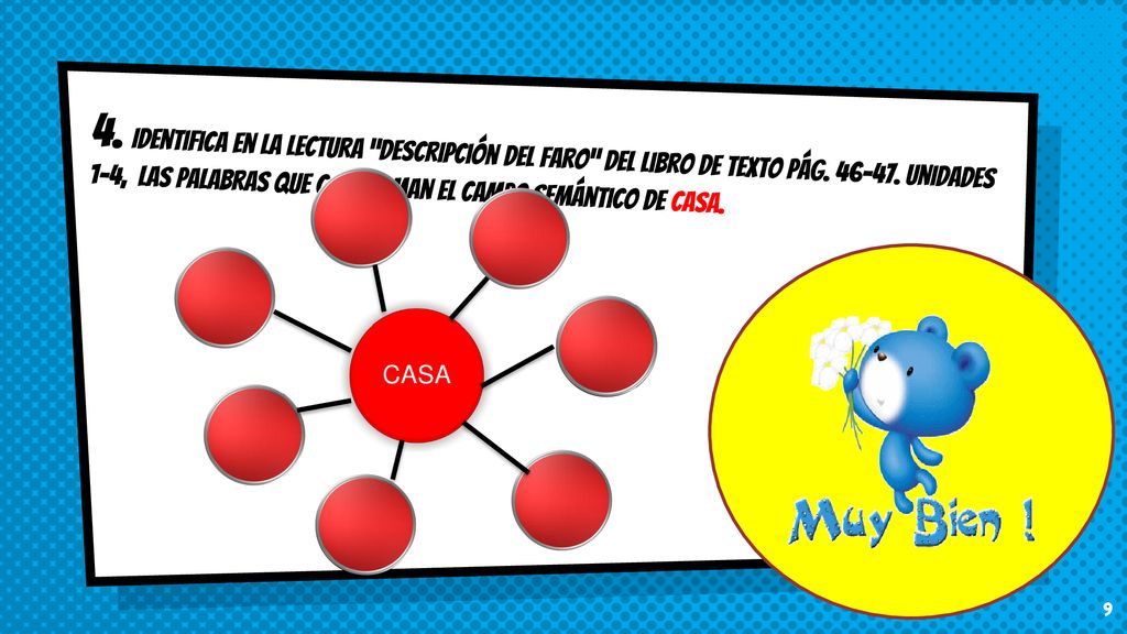 4. Identifica en la lectura Descripción del faro del libro de texto pág unidades 1-4, las palabras que conforman el campo semántico de CASA.