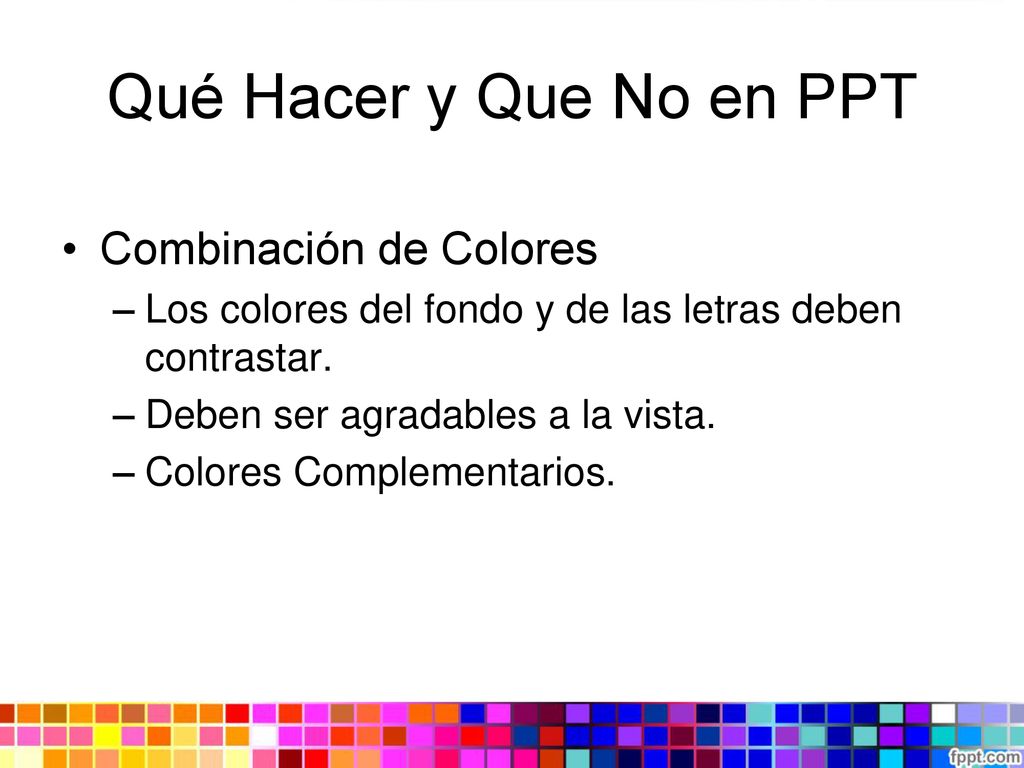 Qué Hacer y Que No en PPT Combinación de Colores