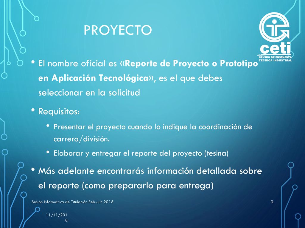 Proyecto El nombre oficial es «Reporte de Proyecto o Prototipo en Aplicación Tecnológica», es el que debes seleccionar en la solicitud.