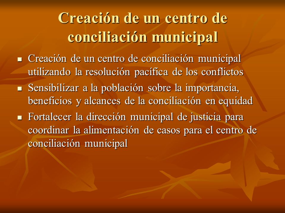 Creación de un centro de conciliación municipal