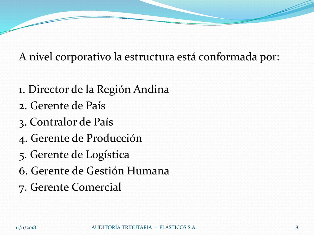 A nivel corporativo la estructura está conformada por:
