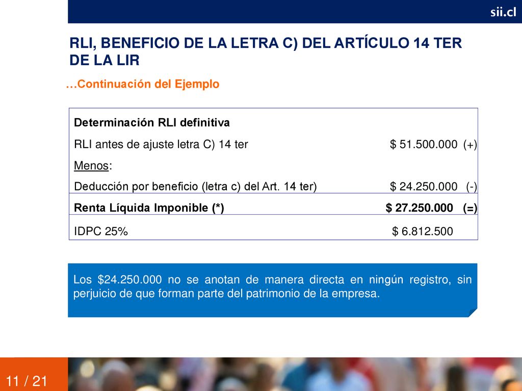 RLI, BENEFICIO DE LA LETRA C) DEL ARTÍCULO 14 TER DE LA LIR