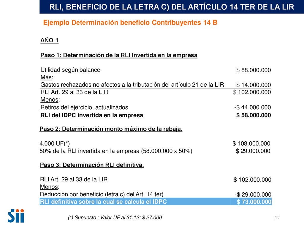 , BENEFICIO DE LA LETRA C) DEL ARTÍCULO 14 TER DE LA LIR