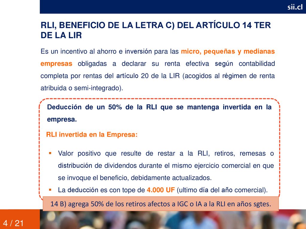 RLI, BENEFICIO DE LA LETRA C) DEL ARTÍCULO 14 TER DE LA LIR