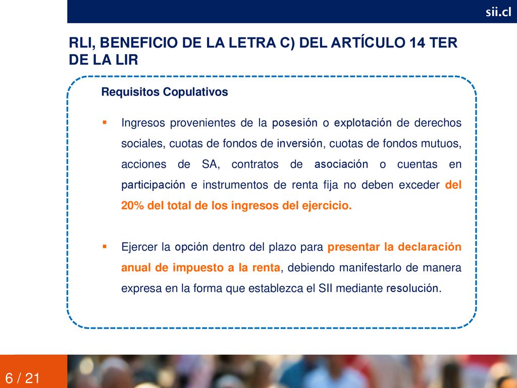 RLI, BENEFICIO DE LA LETRA C) DEL ARTÍCULO 14 TER DE LA LIR