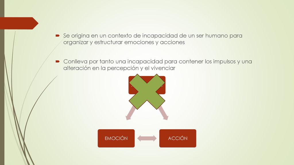 Se origina en un contexto de incapacidad de un ser humano para organizar y estructurar emociones y acciones