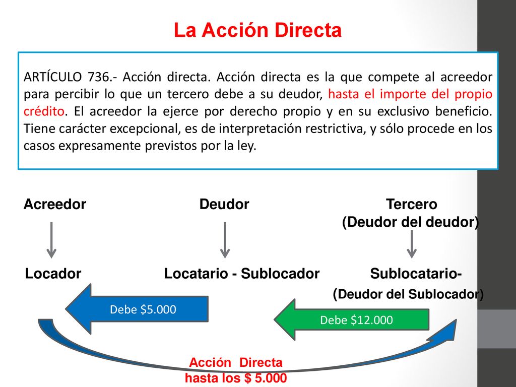 La Acción Directa Acreedor Deudor Tercero (Deudor del Sublocador)