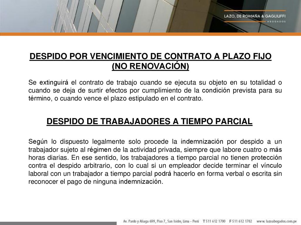 DESPIDO POR VENCIMIENTO DE CONTRATO A PLAZO FIJO (NO RENOVACIÓN)