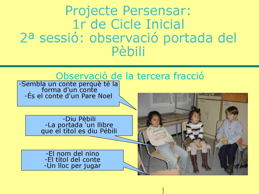 1r de Cicle Inicial 2ª sessió: observació portada del Pèbili