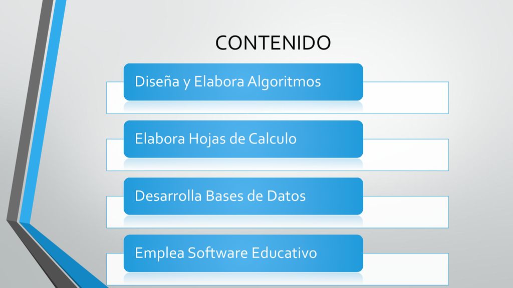CONTENIDO Diseña y Elabora Algoritmos Elabora Hojas de Calculo