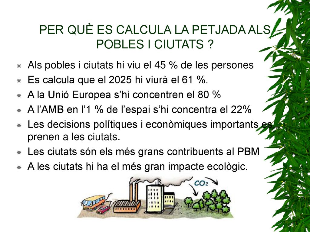 PER QUÈ ES CALCULA LA PETJADA ALS POBLES I CIUTATS