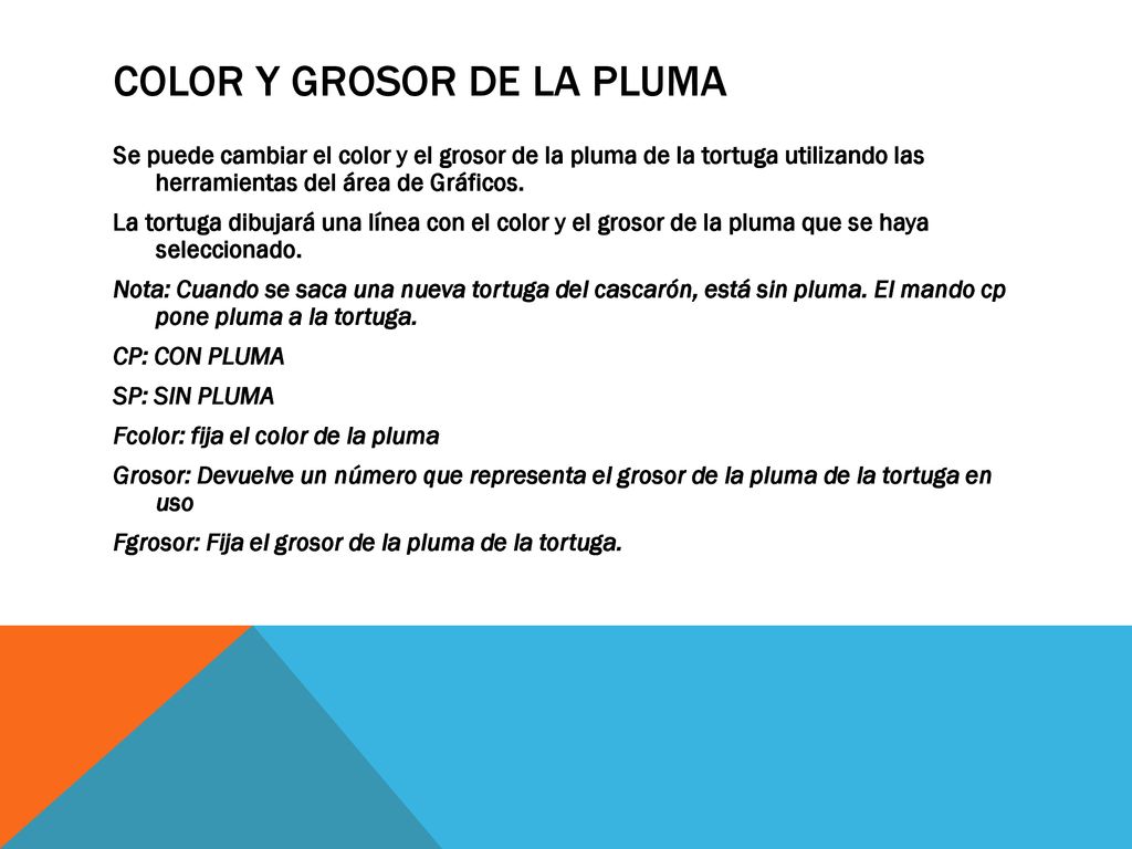 COLOR Y GROSOR DE LA PLUMA
