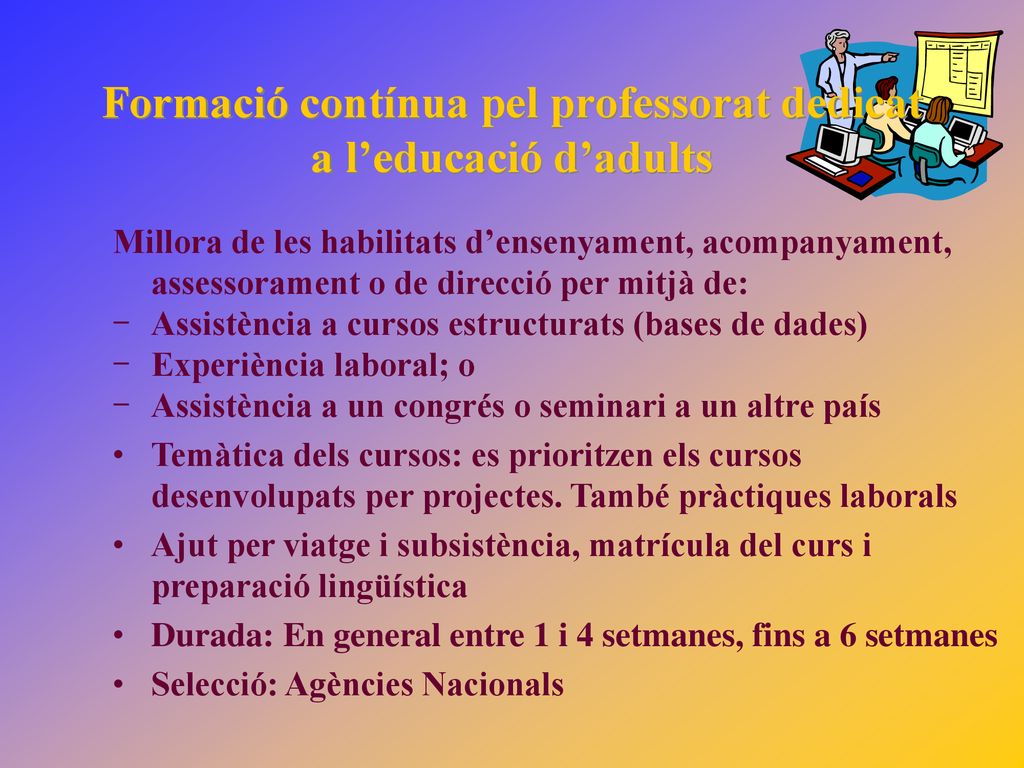 Formació contínua pel professorat dedicat a l’educació d’adults