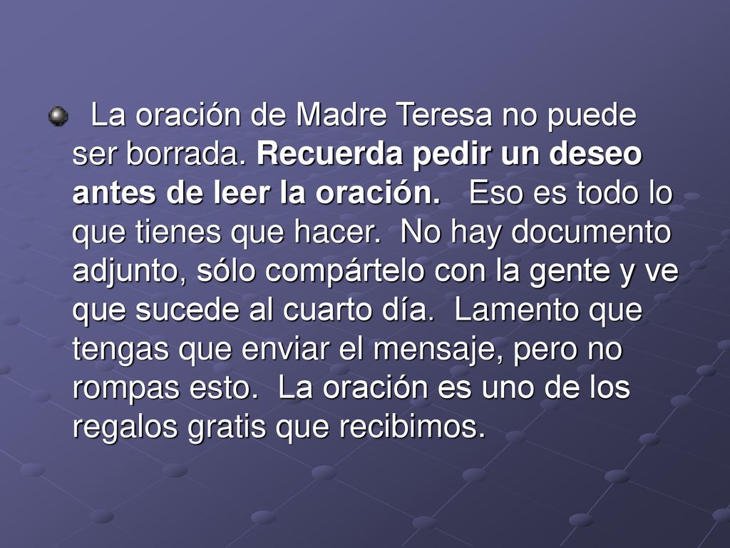 La oración de Madre Teresa no puede ser borrada