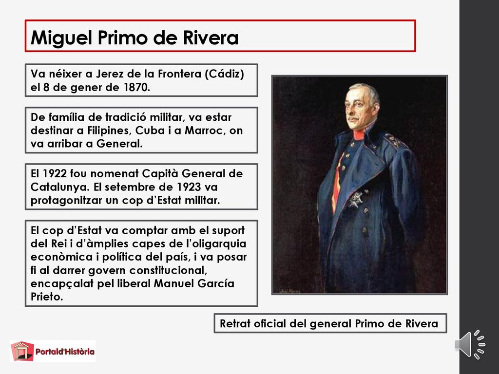 Miguel Primo de Rivera Va néixer a Jerez de la Frontera (Cádiz) el 8 de gener de