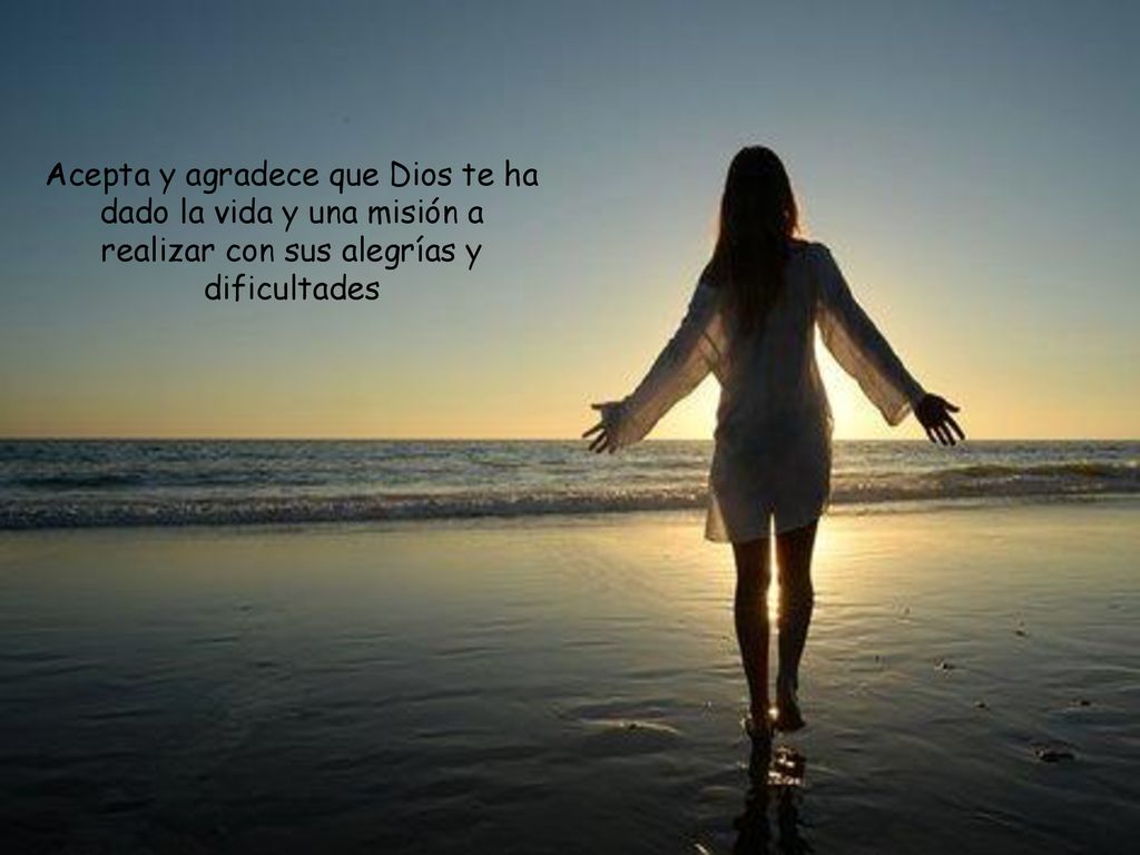 Acepta y agradece que Dios te ha dado la vida y una misión a realizar con sus alegrías y dificultades