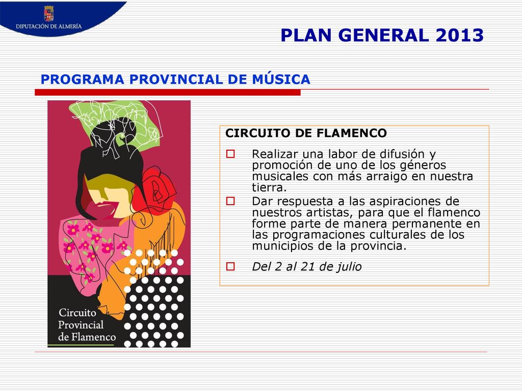 PLAN GENERAL 2013 PROGRAMA PROVINCIAL DE MÚSICA CIRCUITO DE FLAMENCO