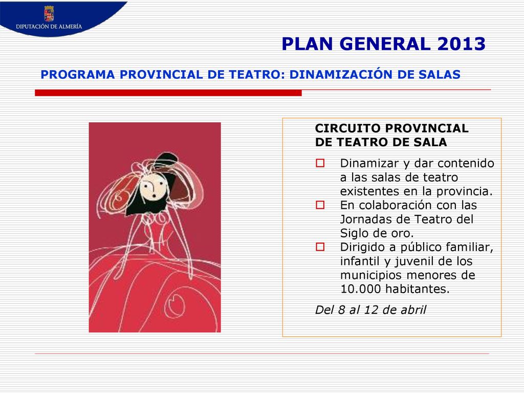 PLAN GENERAL 2013 PROGRAMA PROVINCIAL DE TEATRO: DINAMIZACIÓN DE SALAS