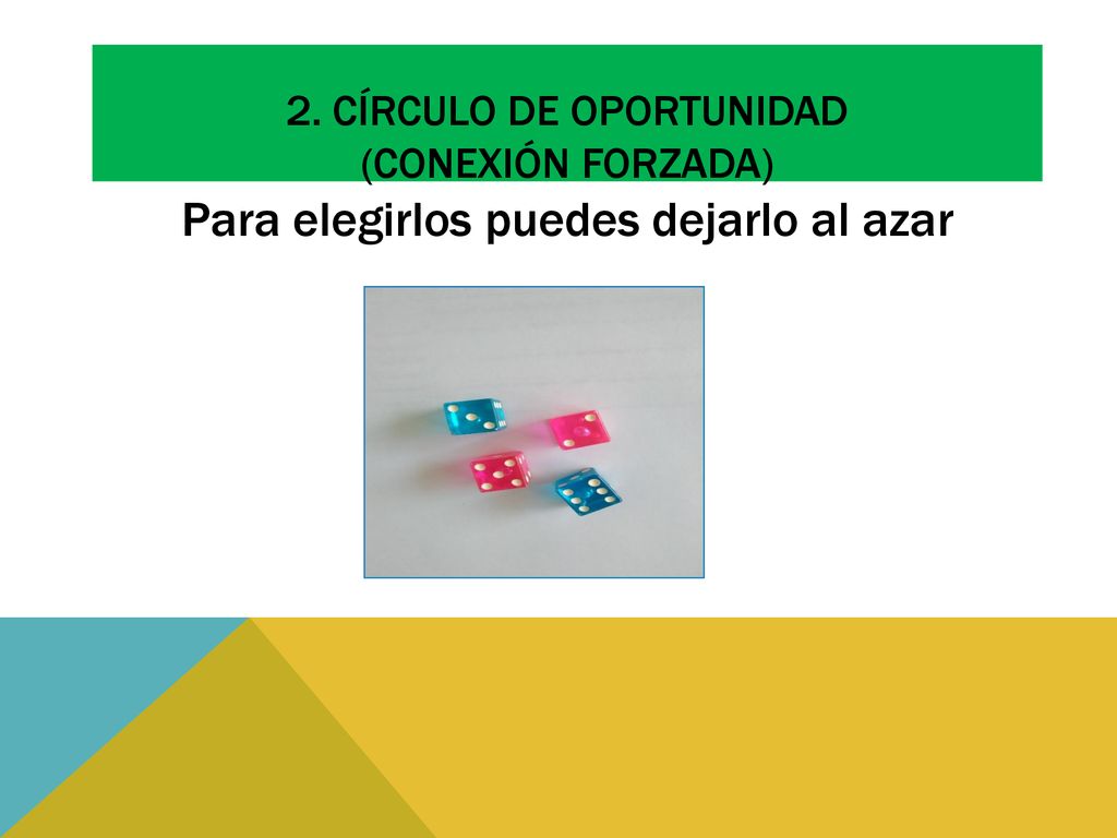 2. círculo de oportunidad (conexión forzada) Para elegirlos puedes dejarlo al azar