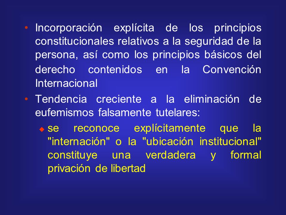 Incorporación explícita de los principios constitucionales relativos a la seguridad de la persona, así como los principios básicos del derecho contenidos en la Convención Internacional
