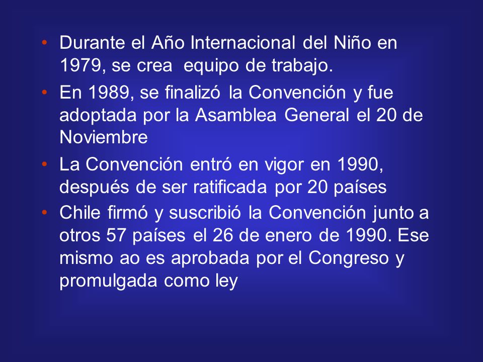 Durante el Año Internacional del Niño en 1979, se crea equipo de trabajo.
