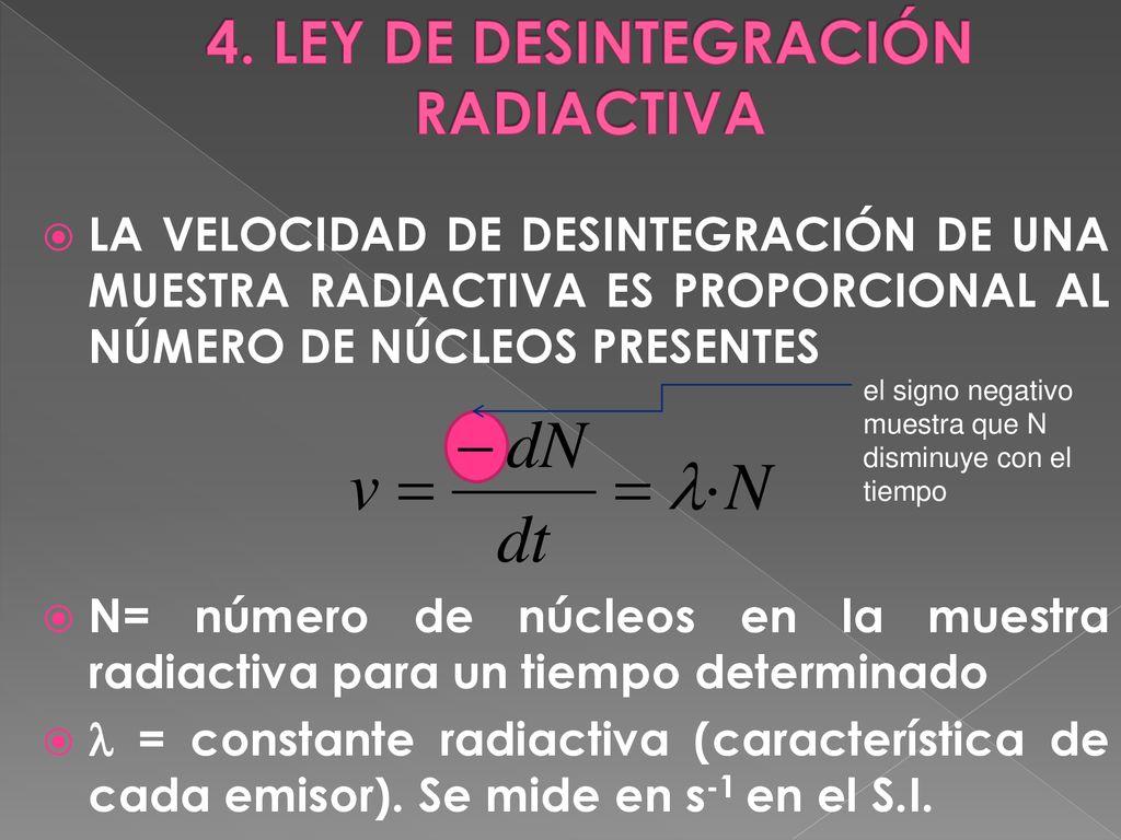 4. LEY DE DESINTEGRACIÓN RADIACTIVA