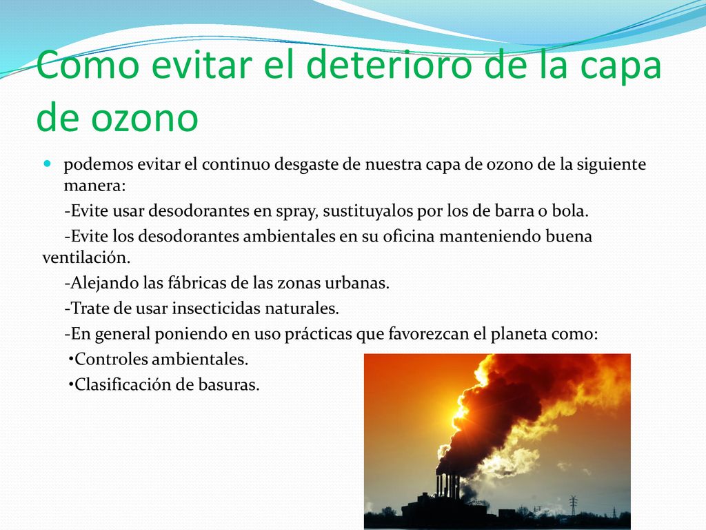 Como evitar el deterioro de la capa de ozono