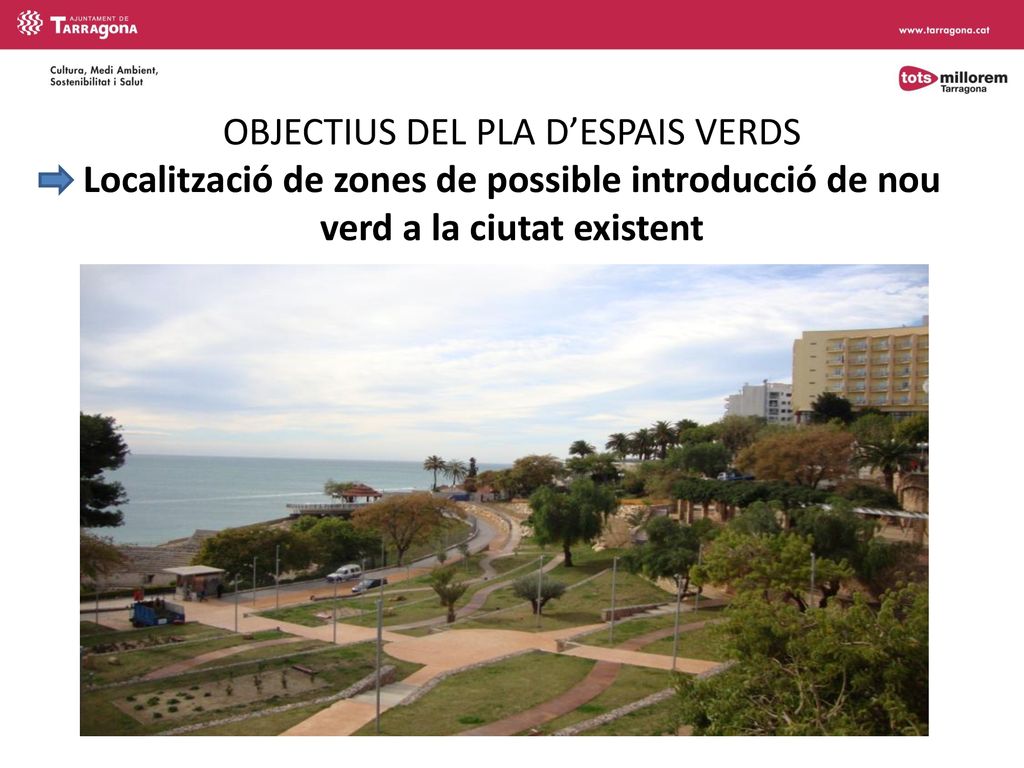 OBJECTIUS DEL PLA D’ESPAIS VERDS Localització de zones de possible introducció de nou verd a la ciutat existent