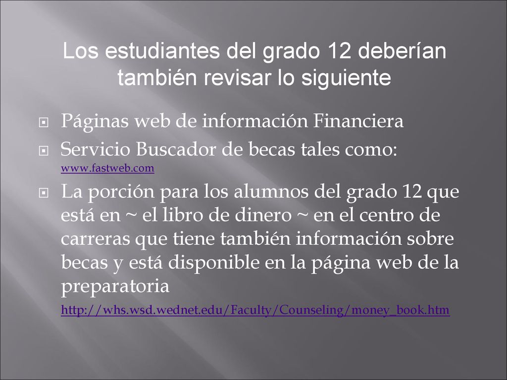 Los estudiantes del grado 12 deberían también revisar lo siguiente