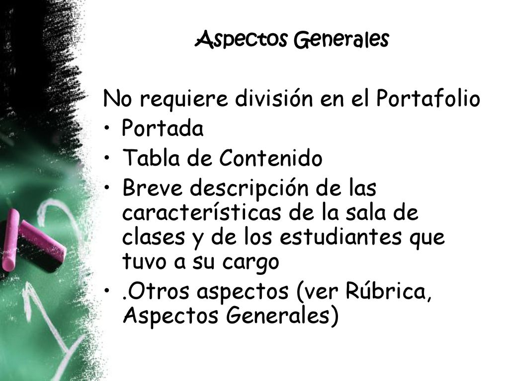No requiere división en el Portafolio Portada Tabla de Contenido