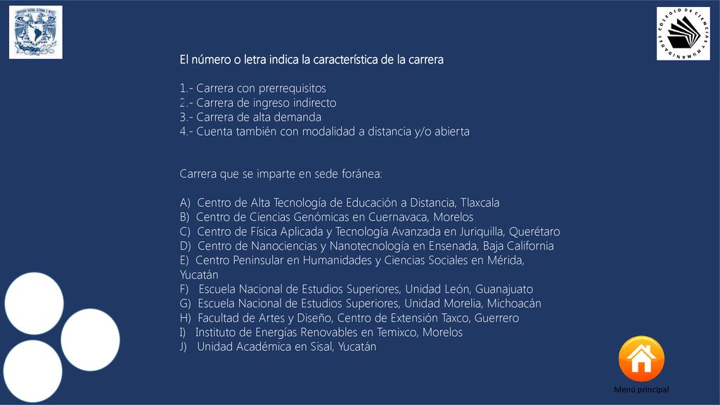 El número o letra indica la característica de la carrera