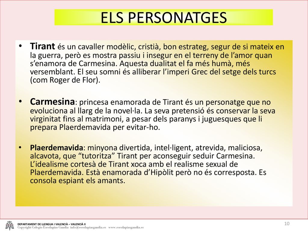 ELS PERSONATGES DEPARTAMENT DE LLENGUA I VALENCIÀ – VALENCIÀ II.