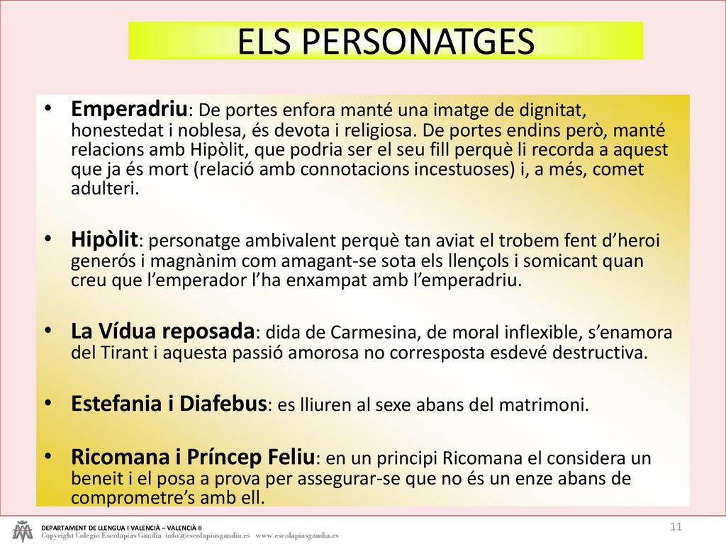 ELS PERSONATGES DEPARTAMENT DE LLENGUA I VALENCIÀ – VALENCIÀ II.