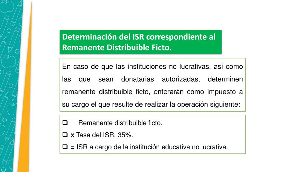 Determinación del ISR correspondiente al Remanente Distribuible Ficto.