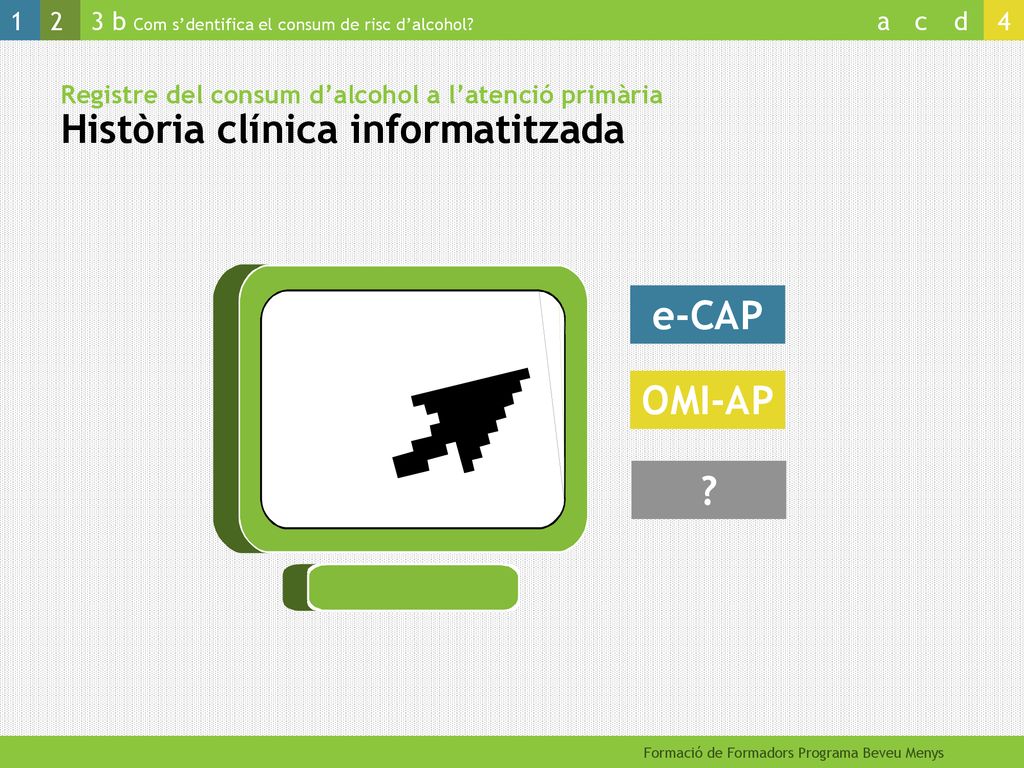 Registre del consum d’alcohol a l’atenció primària Història clínica informatitzada