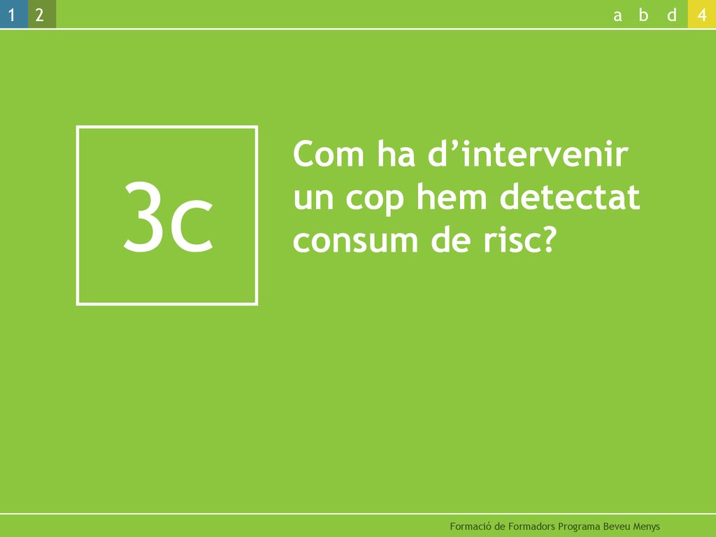 3c Com ha d’intervenir un cop hem detectat consum de risc