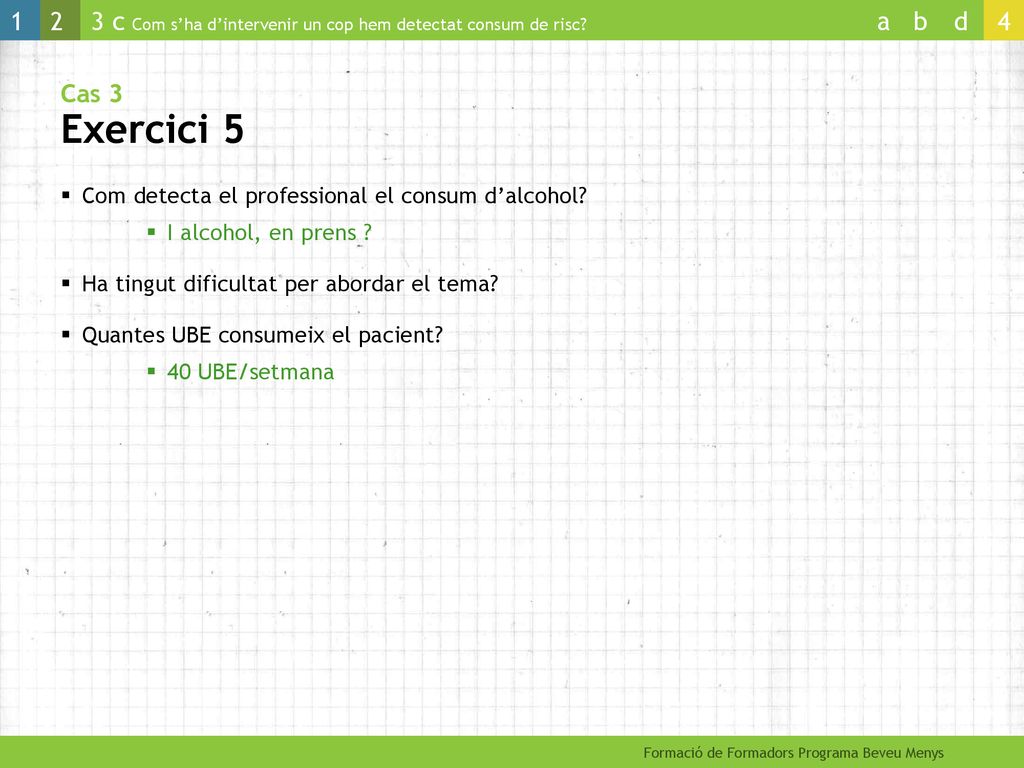 Cas 3 Exercici 5 Com detecta el professional el consum d’alcohol