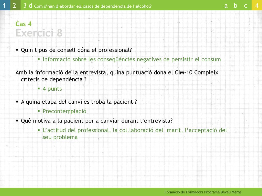 Cas 4 Exercici 8 Quin tipus de consell dóna el professional