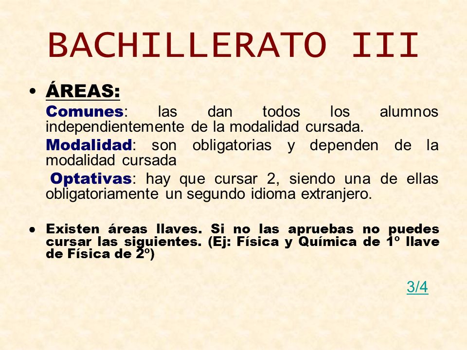 BACHILLERATO III ÁREAS: