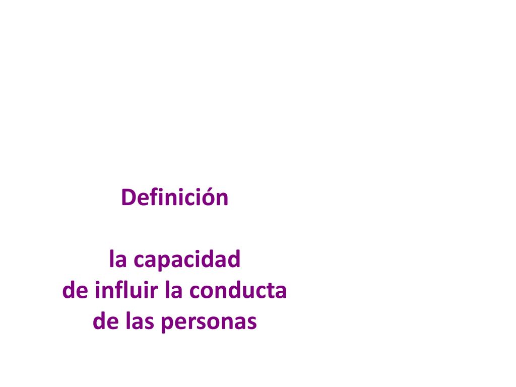 Definición la capacidad de influir la conducta de las personas
